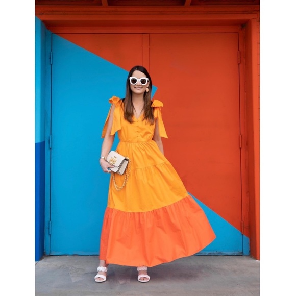 Color Me Courtney Louise Colorblock Tiered Maxi Dress Size 0 - Picture 2 of 12